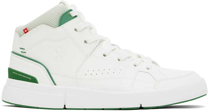 On White 'the Roger' Clubhouse Mid Sneakers In White | Green
