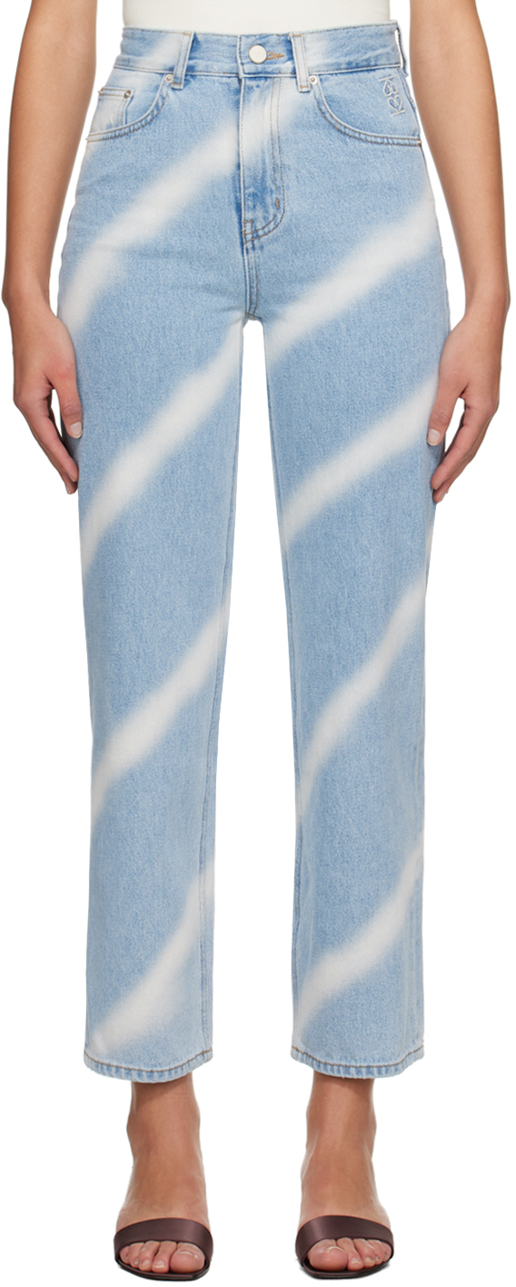 Kijun Blue Oblique Jeans In Light Blue