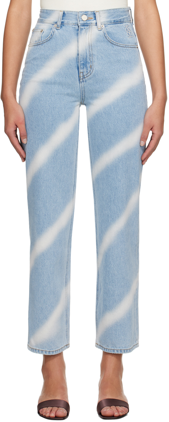 【関税込み】Kijun ブルー Oblique ジーンズ Blue Oblique Jeans by Kijun on Sale