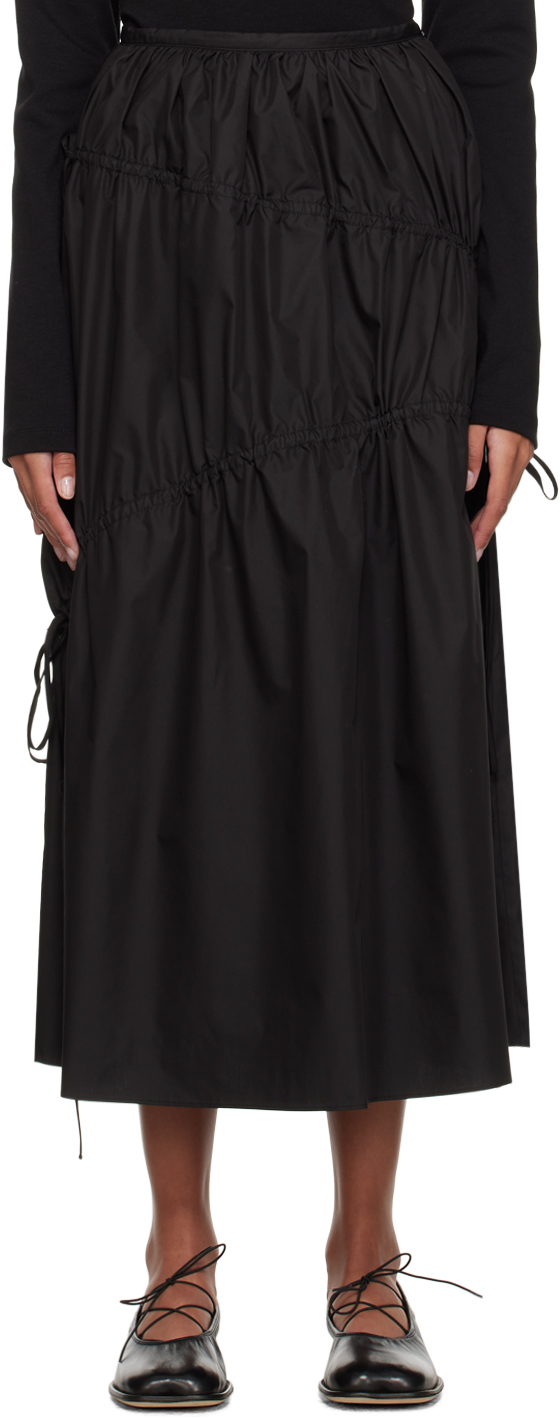 Kijun Black Shirring Maxi Skirt