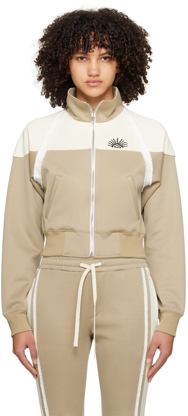 Beige & Off-White Taped Track Jacket