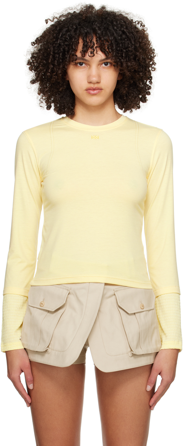Kijun Yellow Wrinkle Block Long Sleeve T-shirt