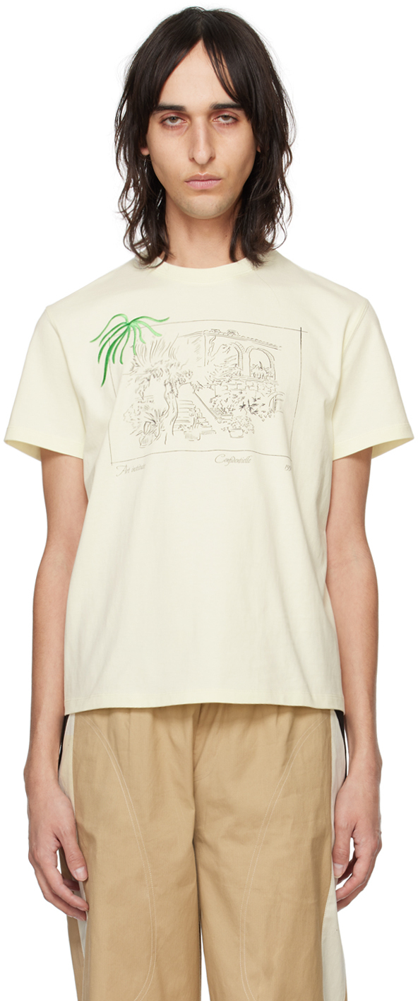 Kijun Off-white Drawing T-shirt In Cream