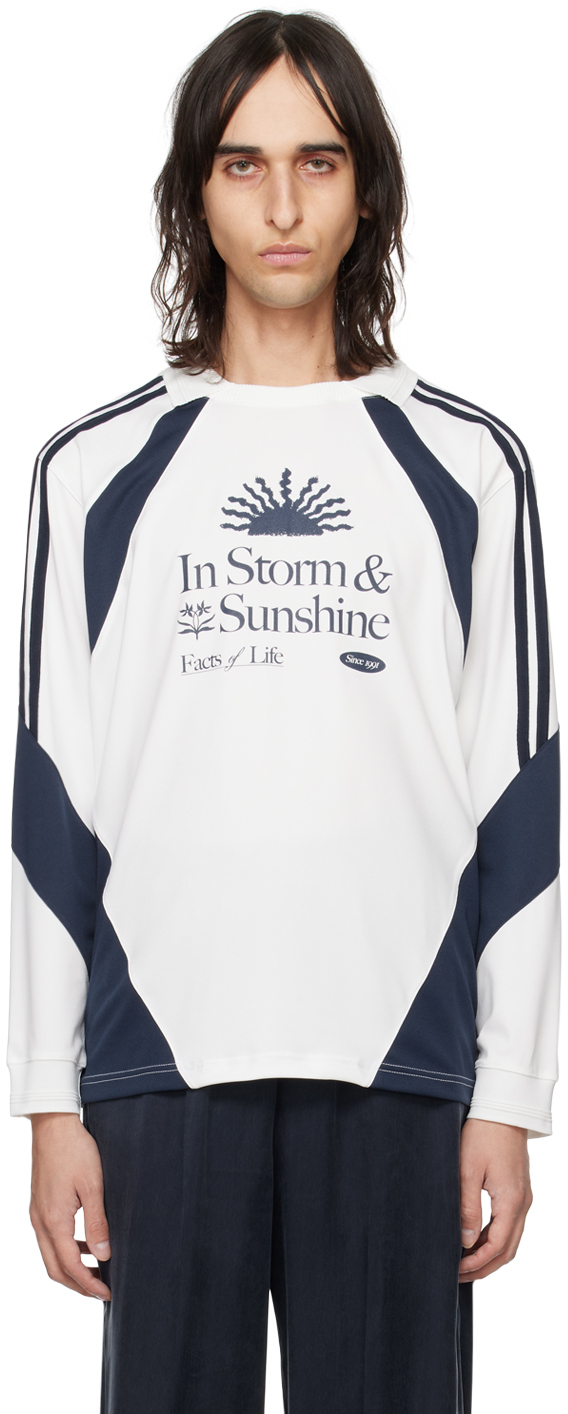 Kijun Navy & White Sunshine Football Long Sleeve T-shirt In Off-white/ Navy