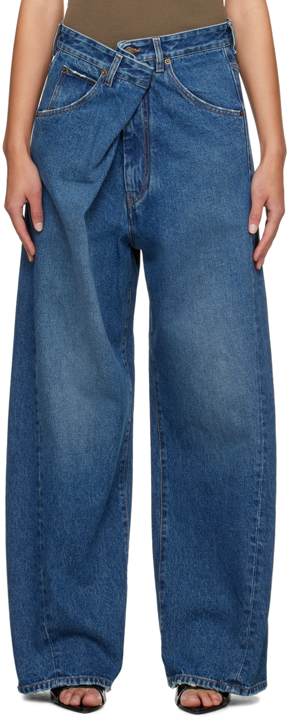 DARKPARK: Navy Ines Jeans | SSENSE