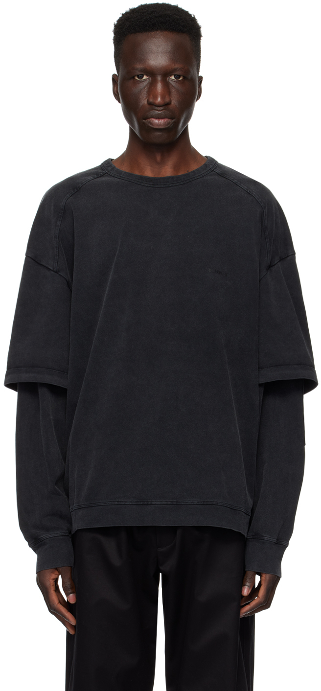 Shop Darkpark Black Theo Long Sleeve T-shirt In Washed Black W100