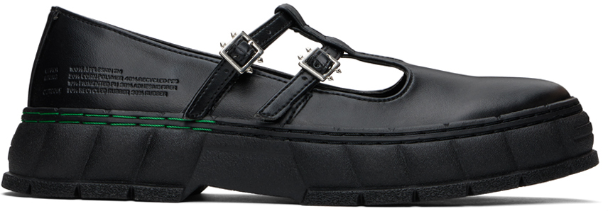 Shop Viron Black 2001 Apple Mary Jane Loafers In 990 Black