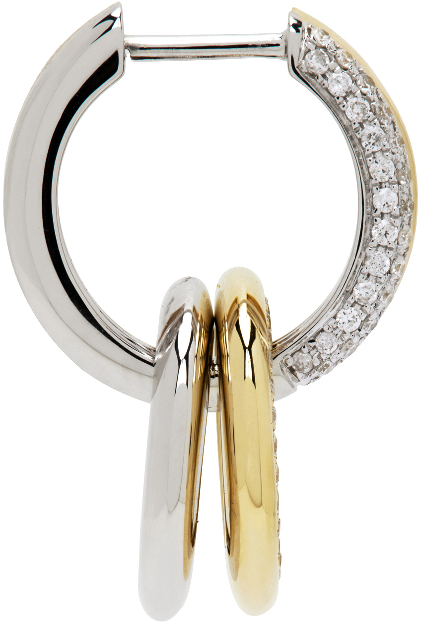 Yvonne Léon White Gold & Gold Double Hoop Single Earring