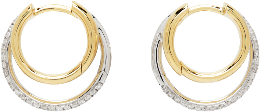 Yvonne Léon White Gold & Gold Décalées Earrings