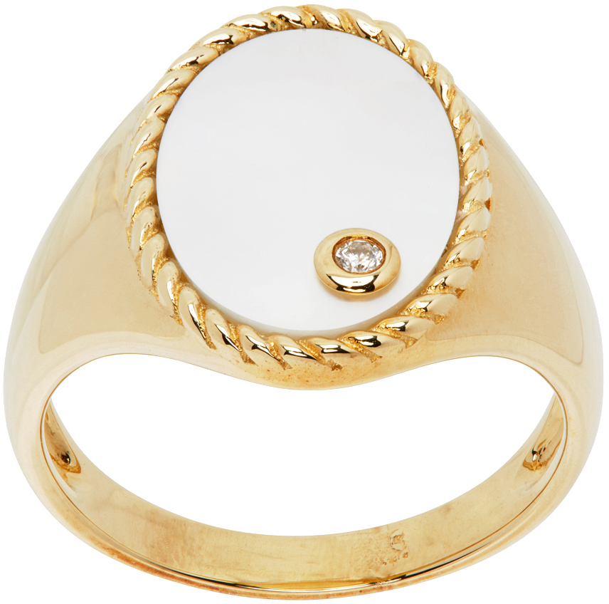 【関税込み】Yvonne Leon ゴールド Chevaliere Ovale リング Signet Ring Ovale - Diamonds and yellow gold - Yvonne Léon