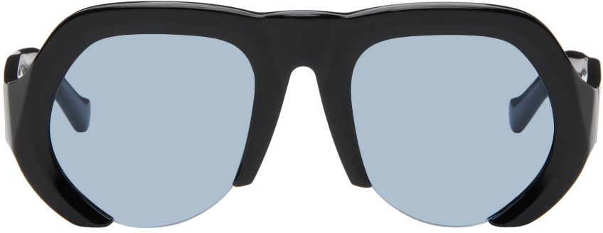 Shop Grey Ant Ssense Exclusive Black Sphere Sunglasses In Black Blue