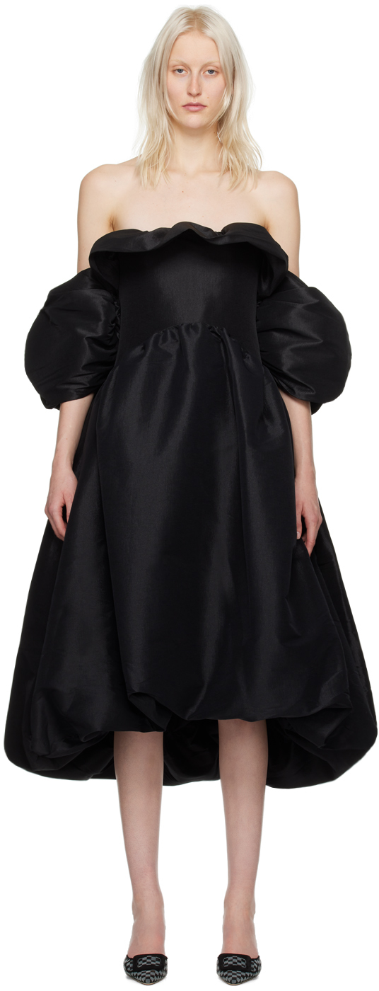 Kika Vargas Ssense Exclusive Black Reshma Midi Dress