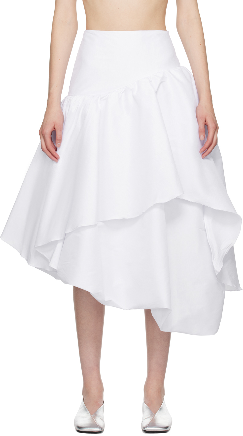 Kika Vargas Ssense Exclusive White Abella Midi Skirt