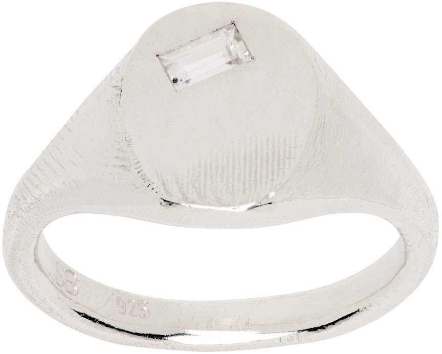 Seb Brown Silver Baguette Signet Ring In Sterling Silver