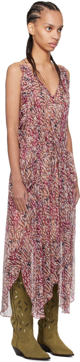 ISABEL MARANT ÉTOILE BEIGE & PINK FODELO MIDI DRESS