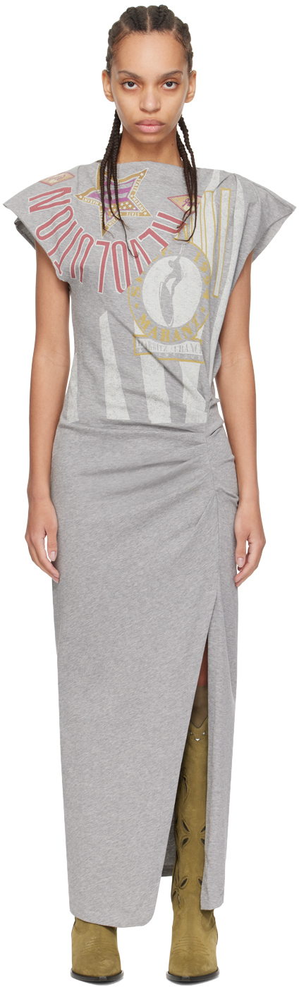 Shop Isabel Marant Étoile Gray Nadela Maxi Dress In 02gy Grey