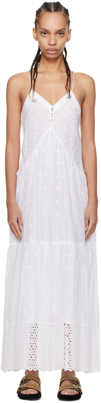 Shop Isabel Marant Étoile White Sabba Maxi Dress In 20wh White