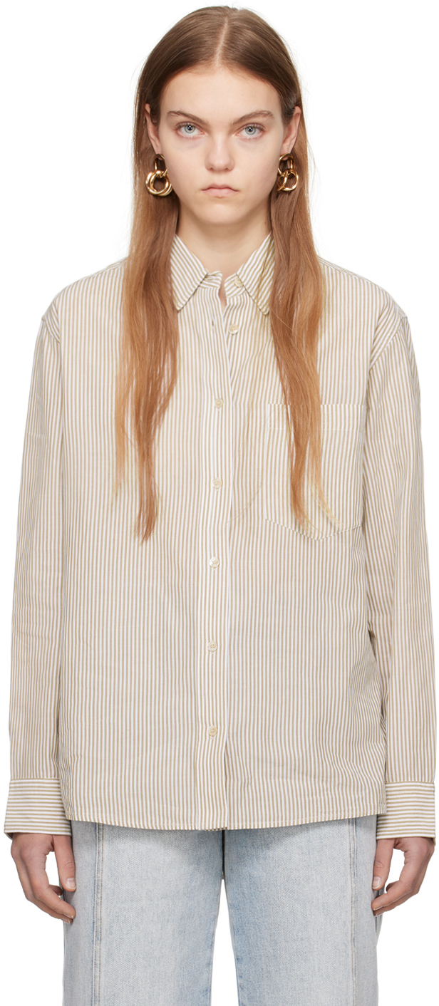 Isabel Marant Étoile White & Khaki Esola Shirt In 10oe Ochre