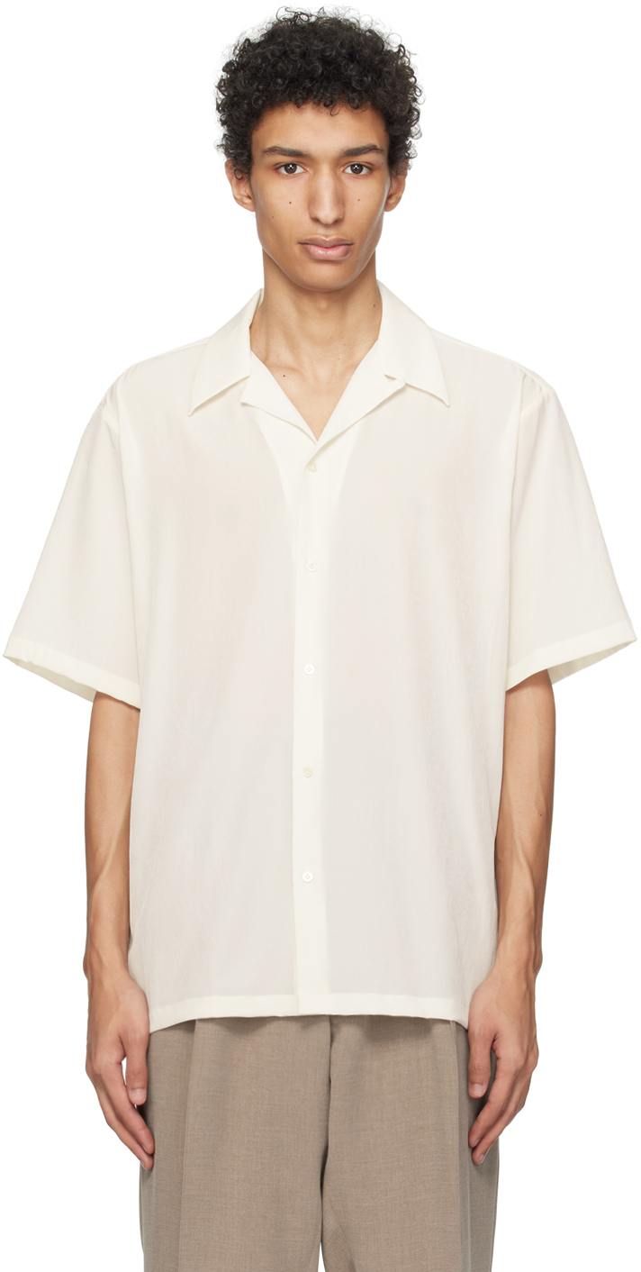 White Open Spread Collar Shirt by RAINMAKER KYOTO on Sale