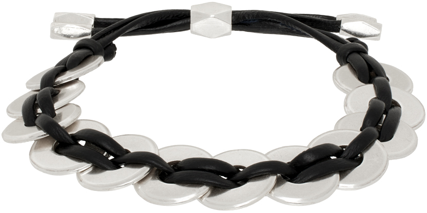 Isabel Marant Black & Silver Leather Bracelet
