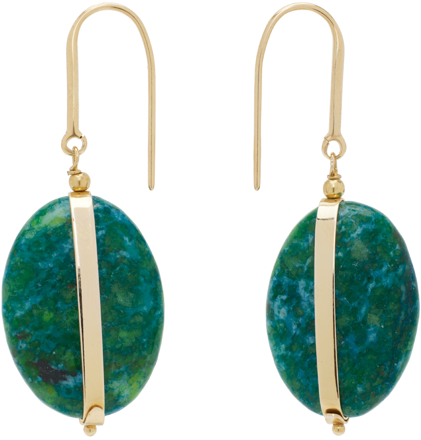 Isabel Marant Gold & Green Stones Earrings In 60am Amazon