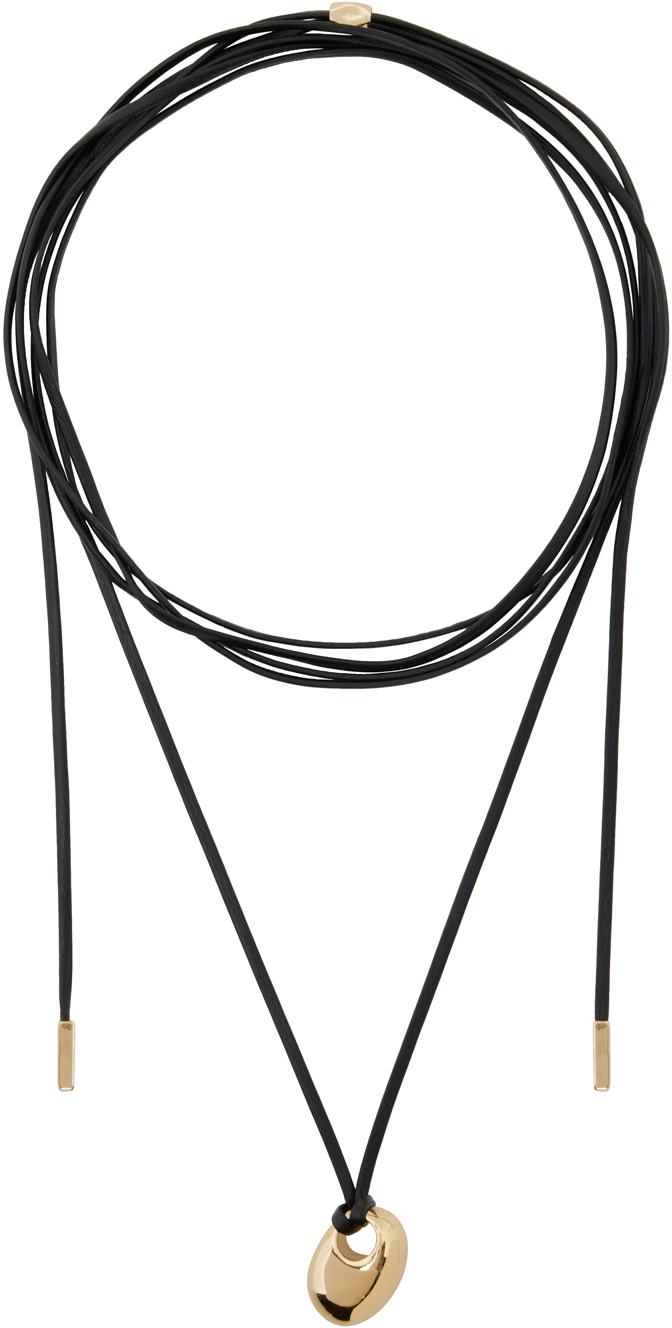 Isabel Marant Black Leather Necklace In 01bk Black