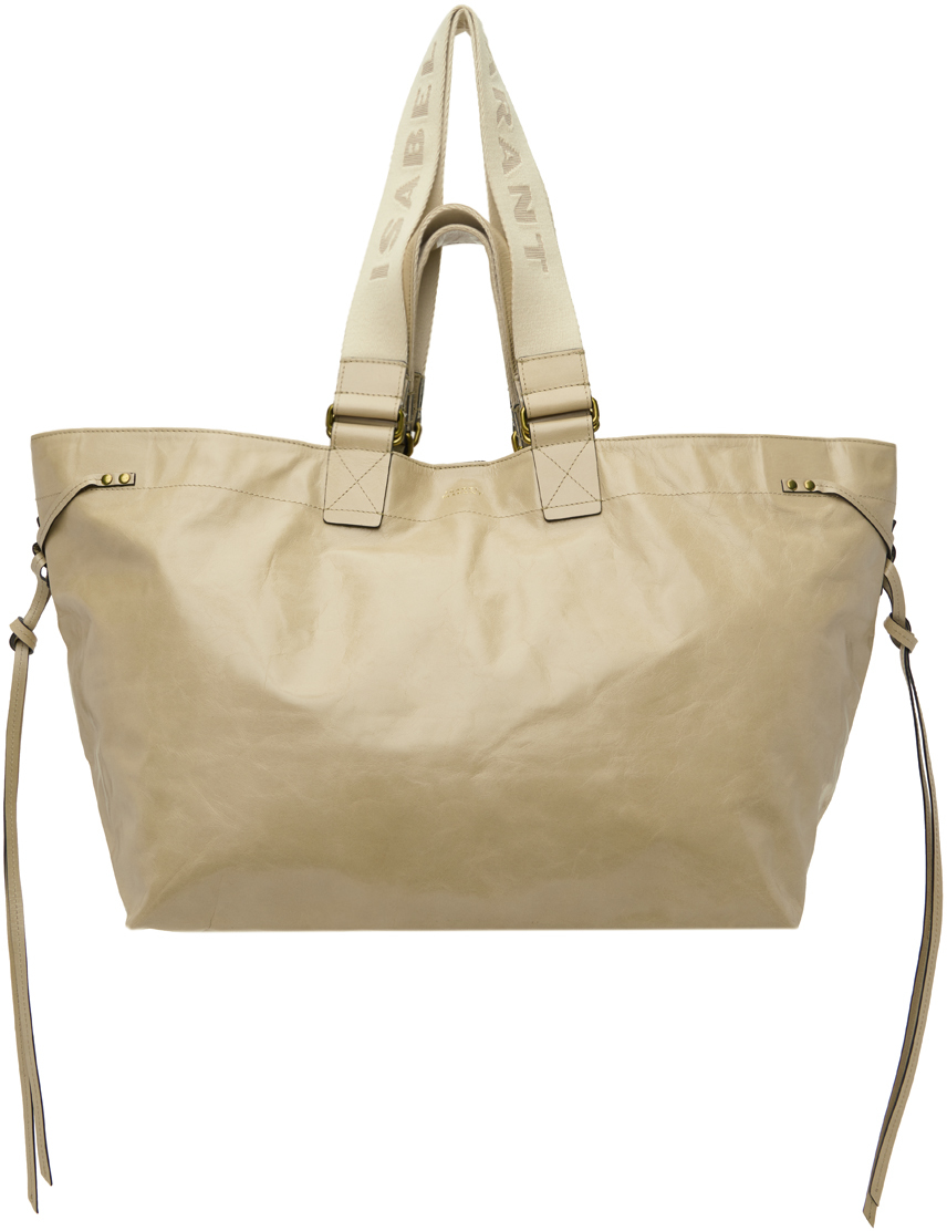 Isabel Marant Beige Wardy Leather Tote In Transparent