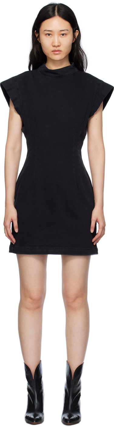 Isabel Marant Nina Open Back Denim Mini Dress In Black