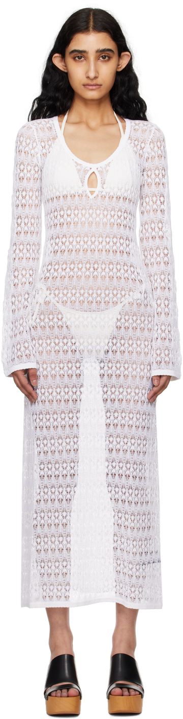 Isabel Marant White Poros Midi Dress In 20wh White