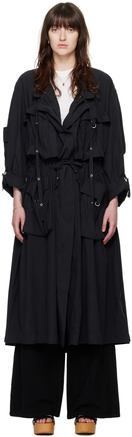 Isabel Marant Black Garance Trench Coat In 02fk Faded Black
