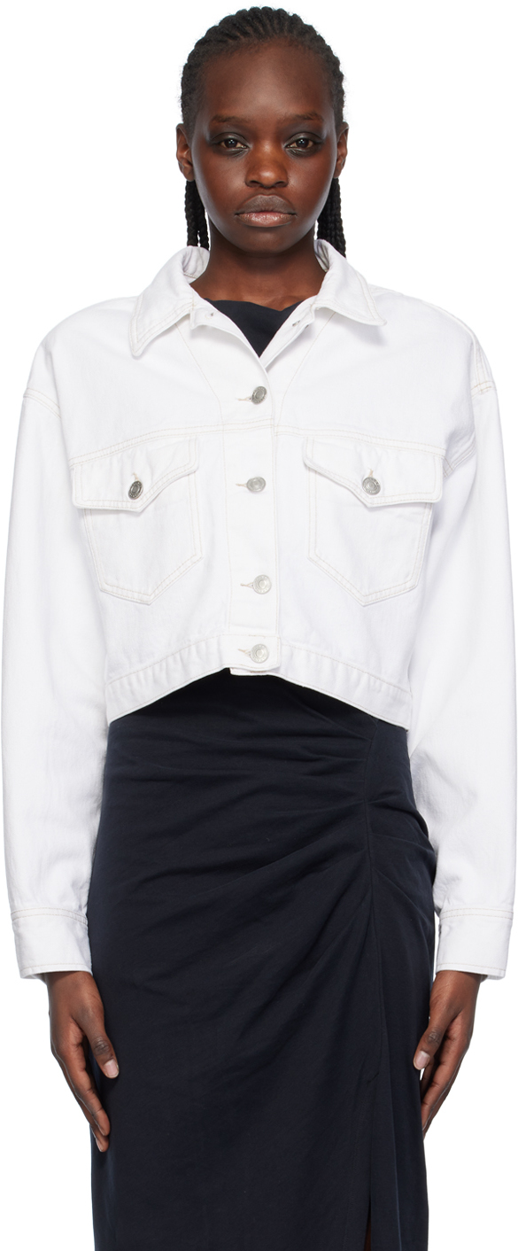 Shop Isabel Marant White Tadia Denim Jacket In 20wh White