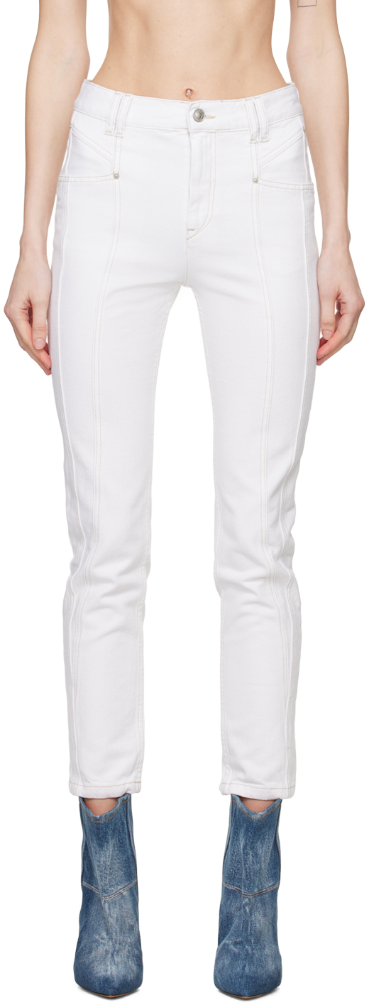 Shop Isabel Marant White Straight-leg Jeans In 20wh White