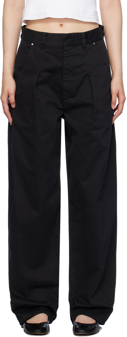 Isabel Marant Lenadi High-rise Cotton Wide-leg Trousers In 01bk Black