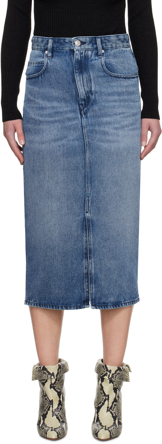 Blue Tilauria Denim Midi Skirt