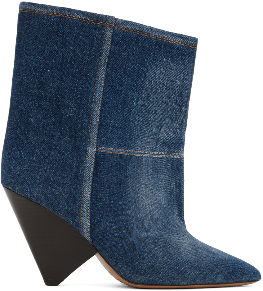 Shop Isabel Marant Blue Miyako Denim Boots In 40wb Washed Blue