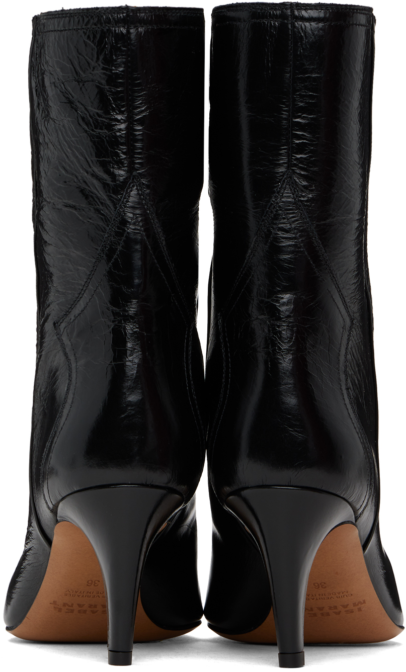 Isabel Marant Dytho Crinkled Glossed-leather Ankle Boots In 01bk Black