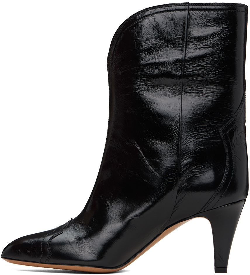 Isabel Marant Dytho Crinkled Glossed-leather Ankle Boots In 01bk Black