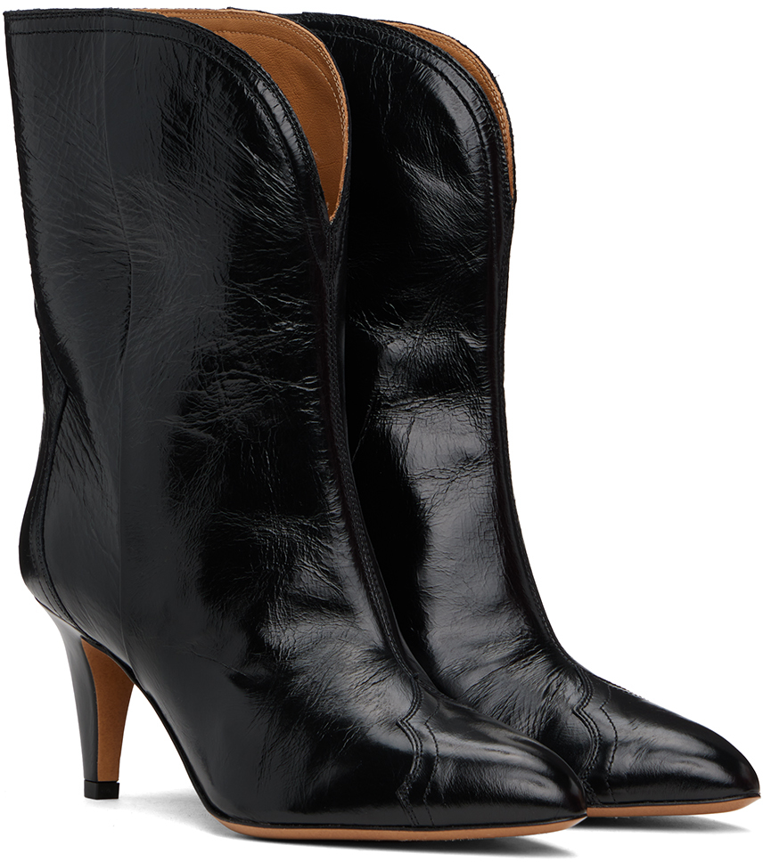 Isabel Marant Dytho Crinkled Glossed-leather Ankle Boots In 01bk Black