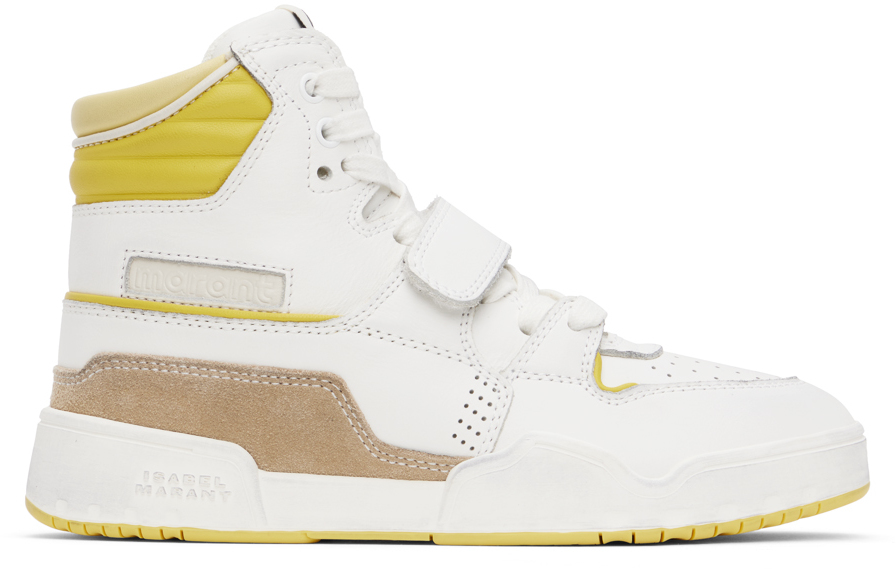Shop Isabel Marant White Alsee Sneakers In Liye Light Yellow