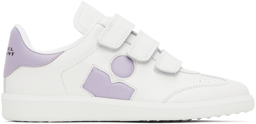 Shop Isabel Marant White Beth Sneakers In Whlc White/lilac