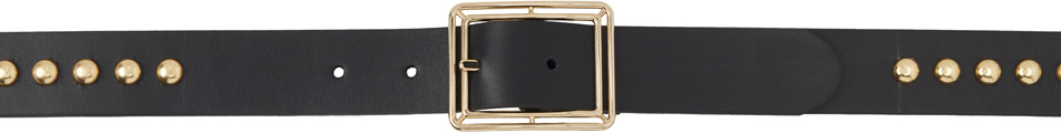 Shop Ernest W Baker Black Large Studs Gold Buckle Belt In Black W/ Gold Studs