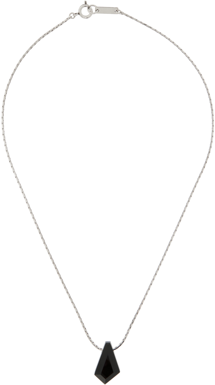 Isabel Marant Silver & Black Pendant Necklace In Bksi