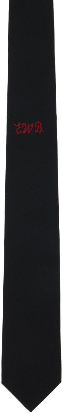 Black 'EWB' Embroidered Tie