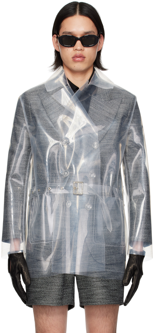 Transparent Double-Breasted Trench Coat