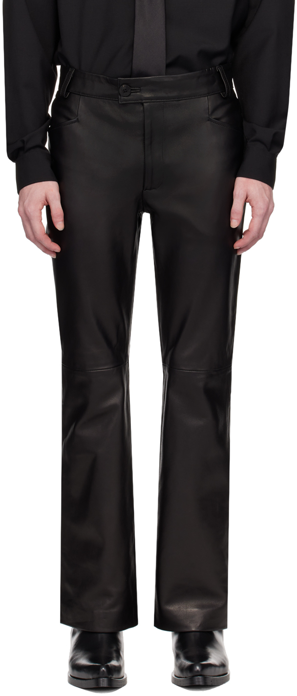 Black Flared Leather Pants