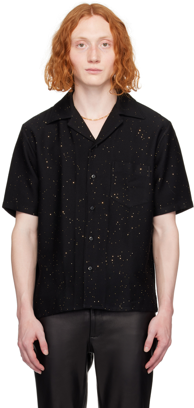 Shop Ernest W Baker Black Sequin Shirt In Black W/gold