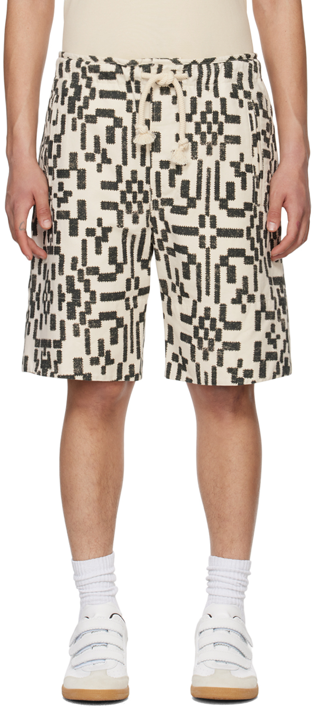 Off-White & Black Pelian Denim Shorts