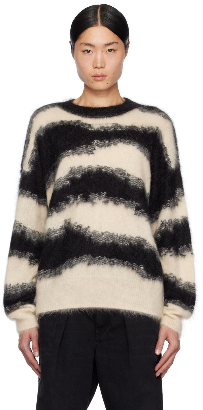 Shop Isabel Marant Black & Beige Sawyers Sweater In Ecbk Ecru/black