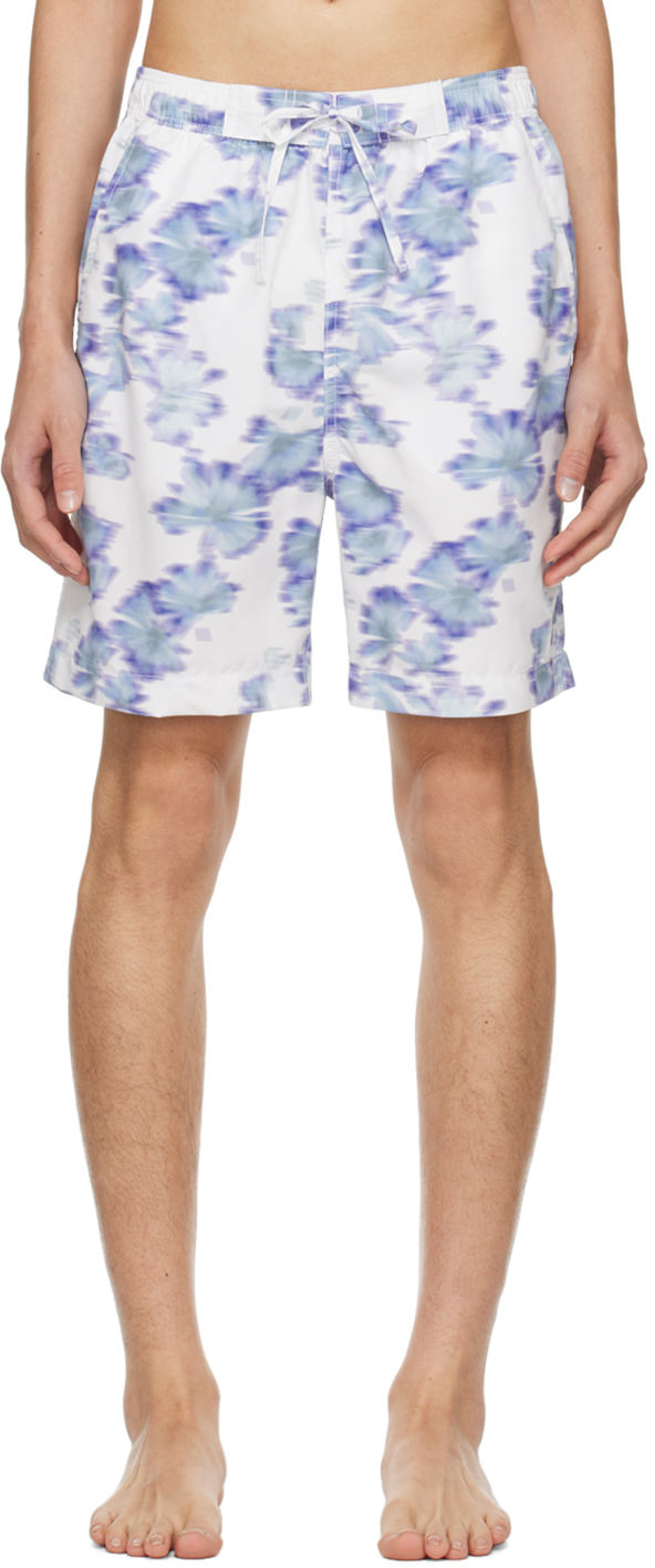 White & Blue Hydra Swim Shorts