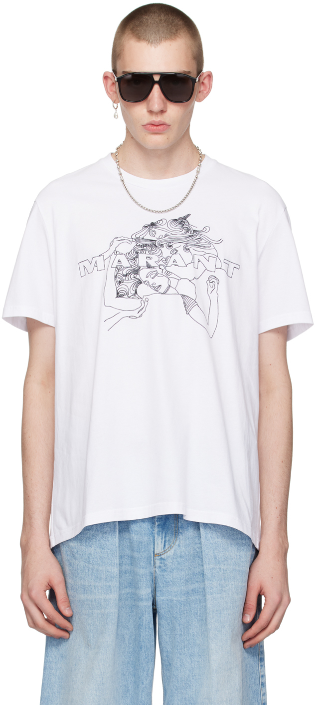 Shop Isabel Marant White Honore T-shirt In 20wh